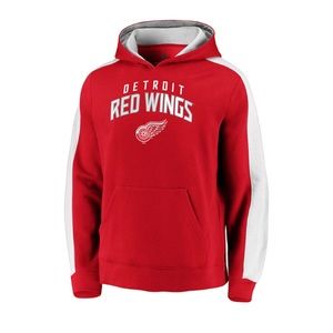 Detroit Red Wings Hockey NHL Pullover Hoodie Red White Fanatics Men’s SMALL NEW